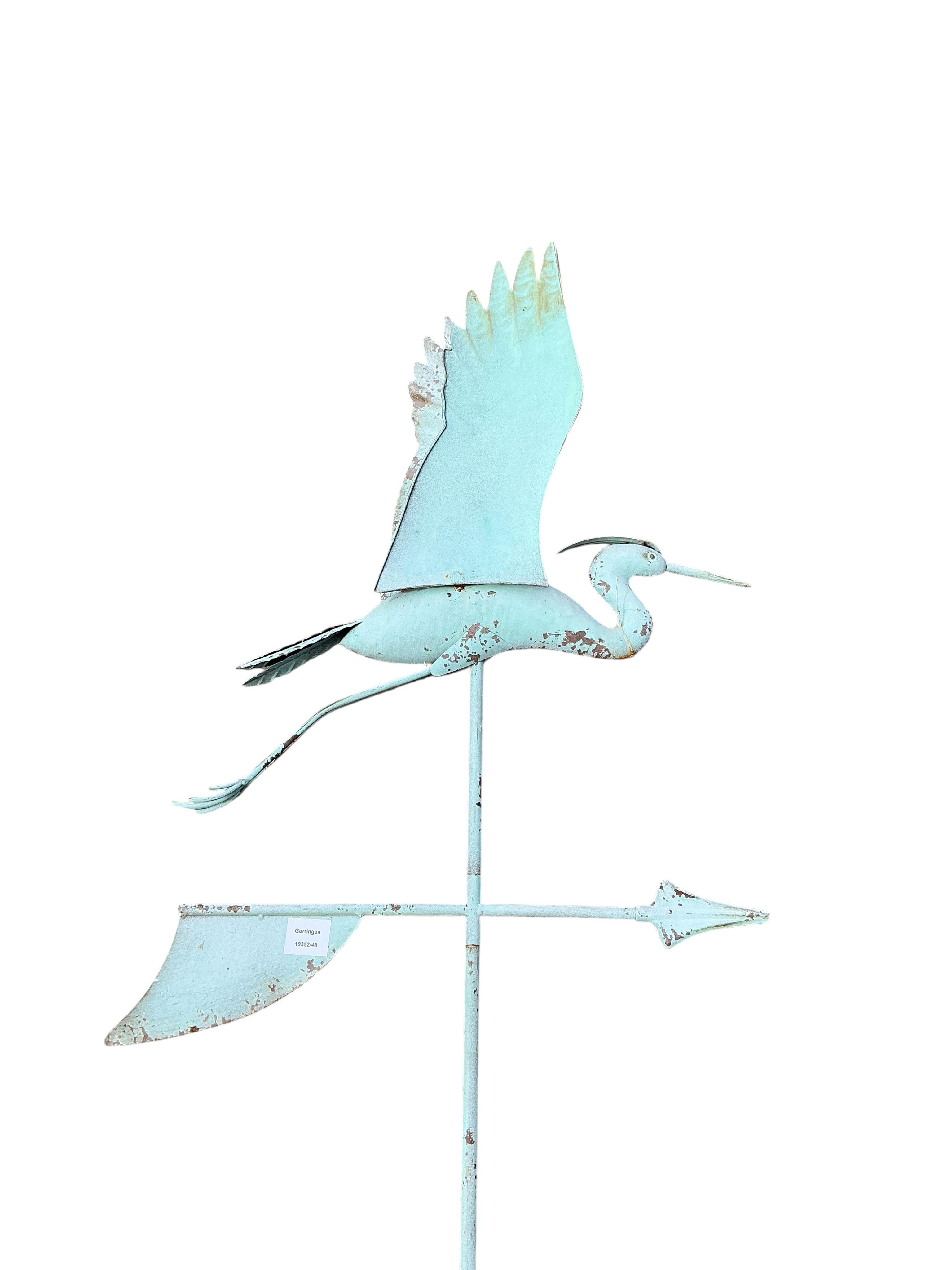 A metal stork weather vane, height 194cm